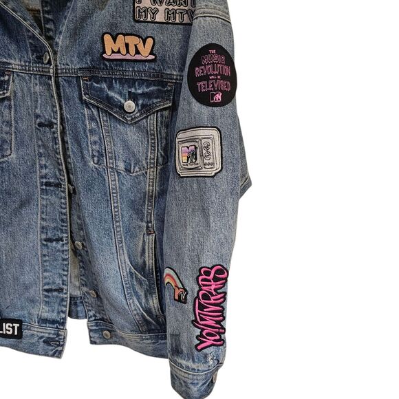 Vintage MTV American Eagle Sz S Denim Daria Patch Accent Distressed Jacket  90s - Picture 6 of 16